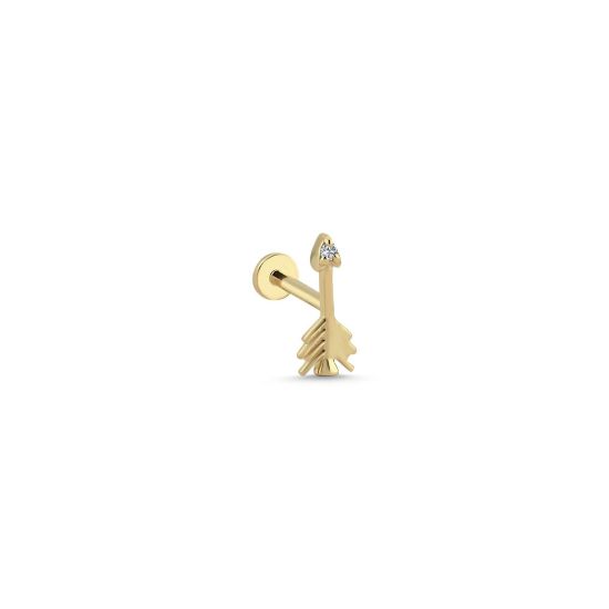 Picture of 14k Yellow Gold Diamond Arrow Tragus Earring