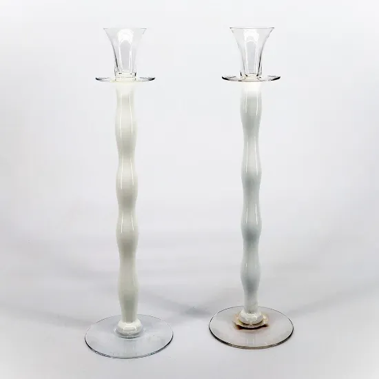 Picture of Pair of Orrefors Anne Nilsson Celeste White Candlestick Holder