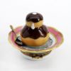 Picture of Limoges Porcelain Chocolate Cream Puff Pastry on Plate with Spoon Trinket Box