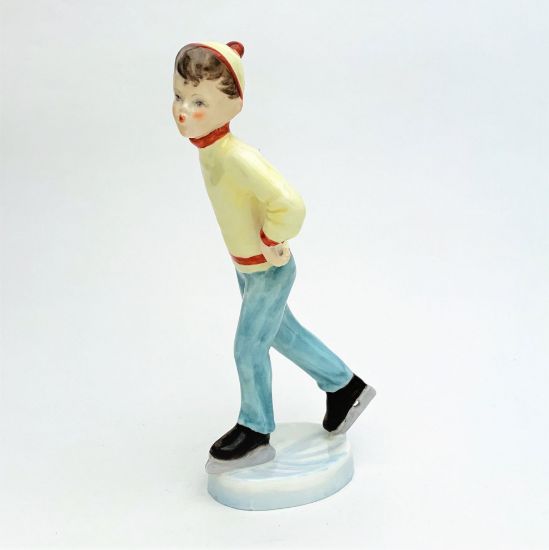Picture of Royal Worcester "Tuesday's Child is Full of Grace" Ice Skating Boy Figurine