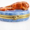 Picture of Limoges Porcelain Lobster on Blue Oval Trinket Box 