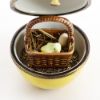 Picture of Limoges Porcelain Yellow Floral Egg Trinket Box with Basket with Egg & Chick Inside 