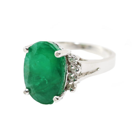 Picture of 14k White Gold Emerald and Diamond Ring