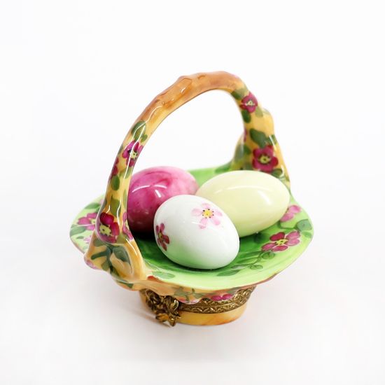 Picture of Limoges France Easter Basket with Eggs & Wild Roses Trinket Box