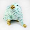 Picture of Herend Porcelain Bunny with One Paw Up Figurine #5335 in Green Fishnet
