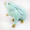 Picture of Herend Porcelain Bunny with One Paw Up Figurine #5335 in Green Fishnet