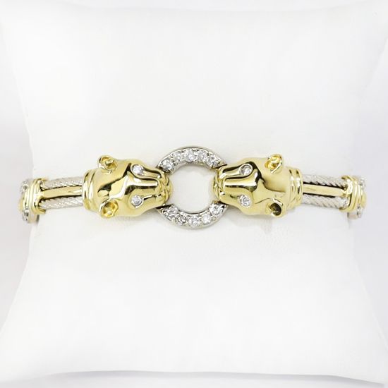 Picture of 18k Two Tone Gold Diamond Panther Bracelet