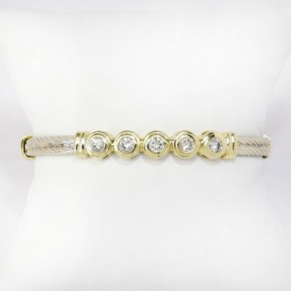 Picture of 14k Two Tone Gold Diamond Bangle Bracelet