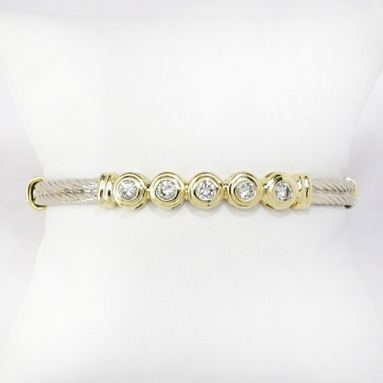 Picture of 14k Two Tone Gold Diamond Bangle Bracelet