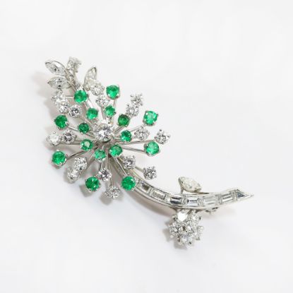Picture of Vintage Platinum, Emerald & Diamond Brooch 