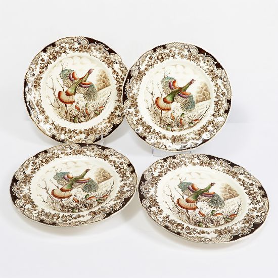 Picture of Set of 4 Johnson Brothers England 'Wild Turkeys' Windsor Ware Dinner Plates