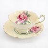 Picture of Vintage Paragon Bone China Peach Tea Cup & Saucer with Pink Cabbage Rose Decoration