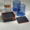Picture of Nappa Leather Coasters & Holder in Navy & Orange
