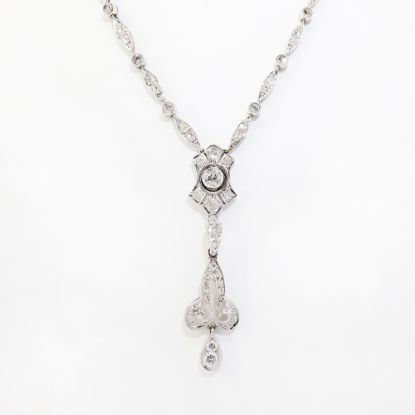 Picture of Antique Early 20th Century 14k White Gold, Old European & Rose Cut Diamond Statement Necklace