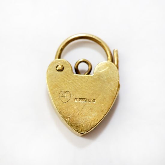 Picture of Vintage English 9k Gold Heart Shaped Padlock Charm by Fred Manshaw Ltd.