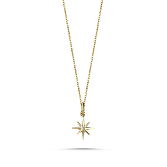 Picture of 14k Yellow Gold North Star Diamond Necklace