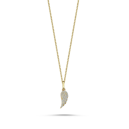 Picture of 14k Yellow Gold Pavé Set Diamond Angel Wing Necklace