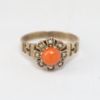 Picture of Antique Victorian 10k Gold Ring with Coral Cabochon & Seed Pearl Halo