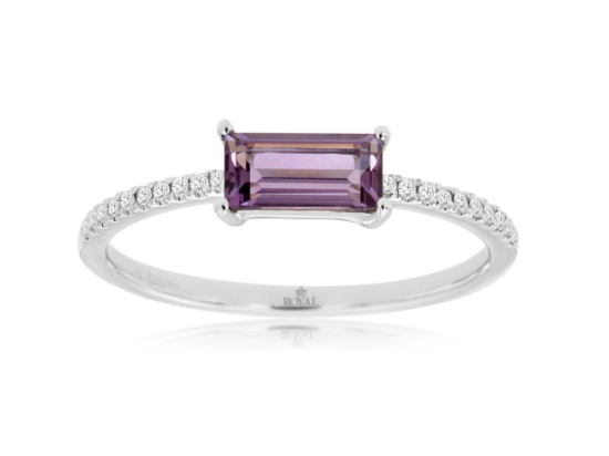 Picture of 14k White Gold Amethyst & Diamond Ring