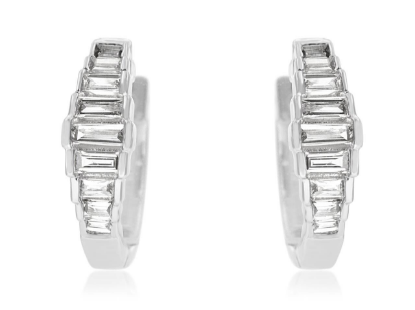 Picture of 14k White Gold Diamond Hoop Earrings